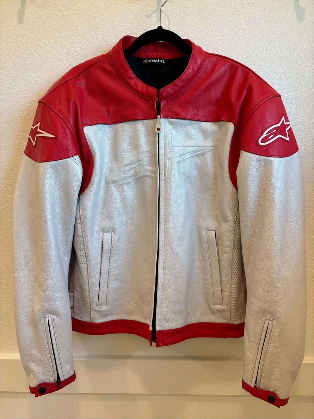 Alpinestars Red and White Leather Performance Jacket